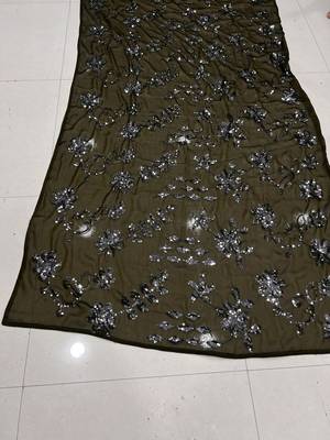 Mehendi Color Sequence Silk Designer Saree With  Silk Sequence Blouse 5